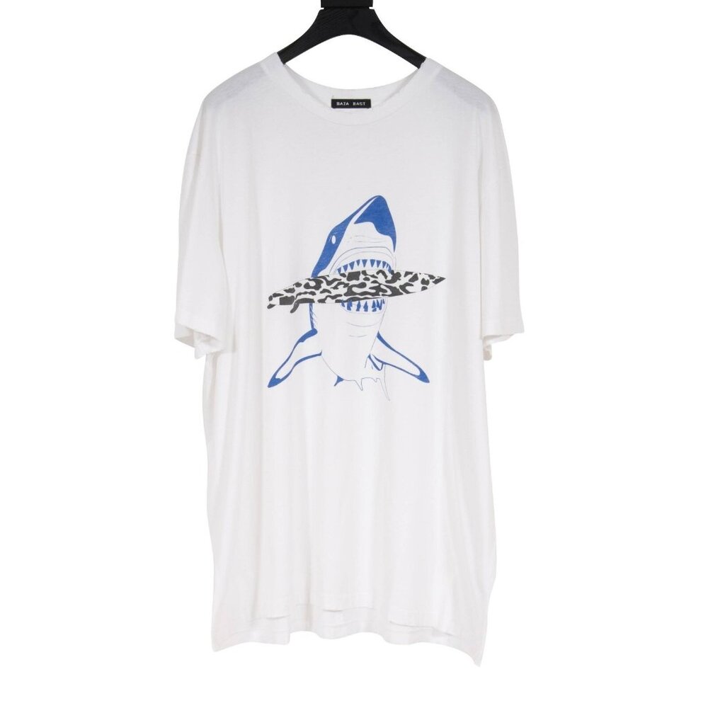 Baja East Mens Shark T Shirt Size XL JP 4 Blue White Black Attack Short Sleeve